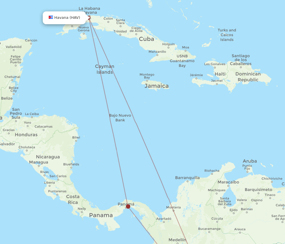 HAV-AXM flight routes