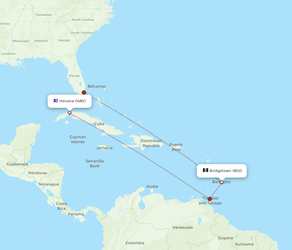 HAV-BGI flight routes