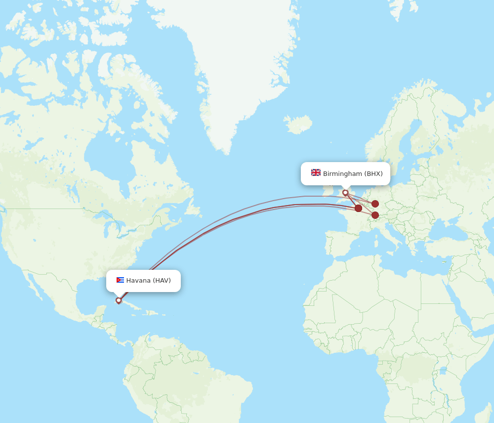 HAV-BHX flight routes