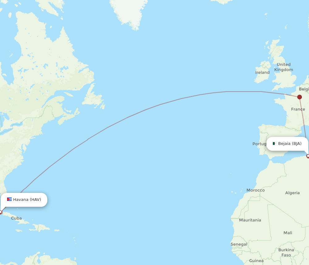 HAV-BJA flight routes