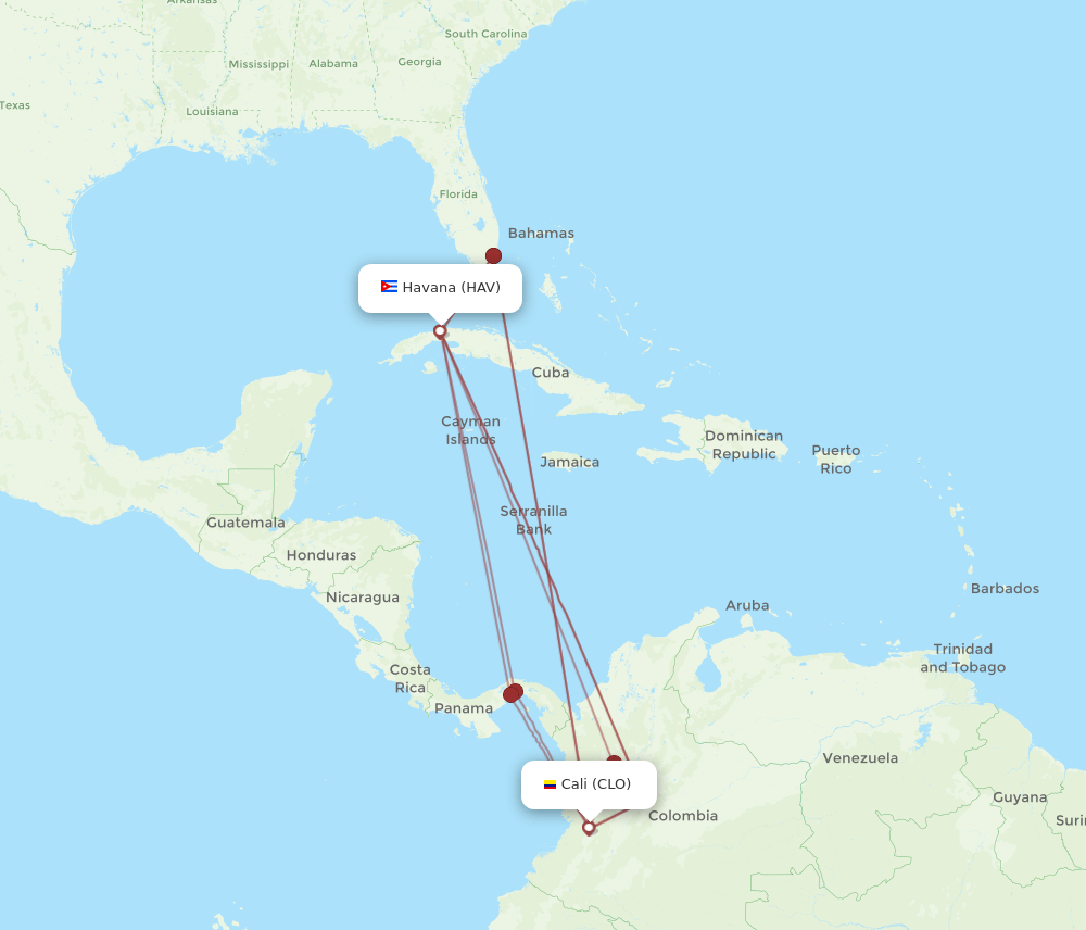 HAV-CLO flight routes