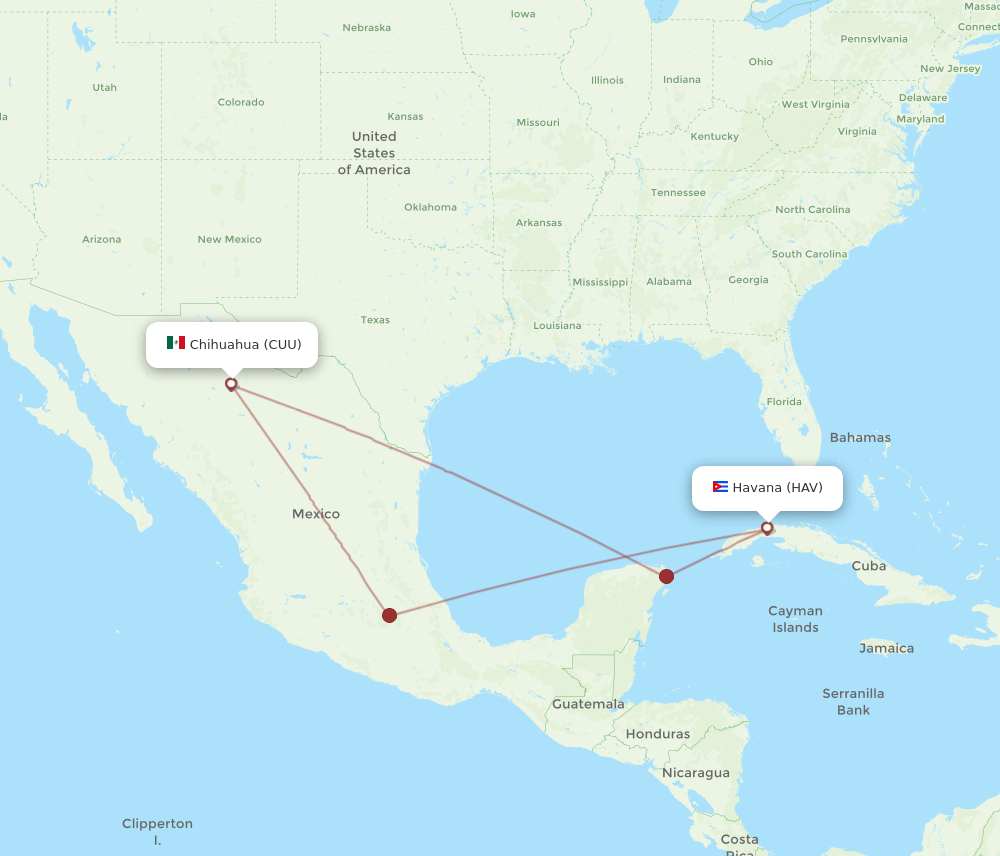 HAV-CUU flight routes