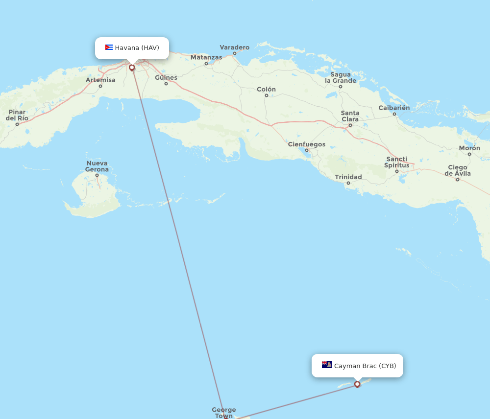 HAV-CYB flight routes