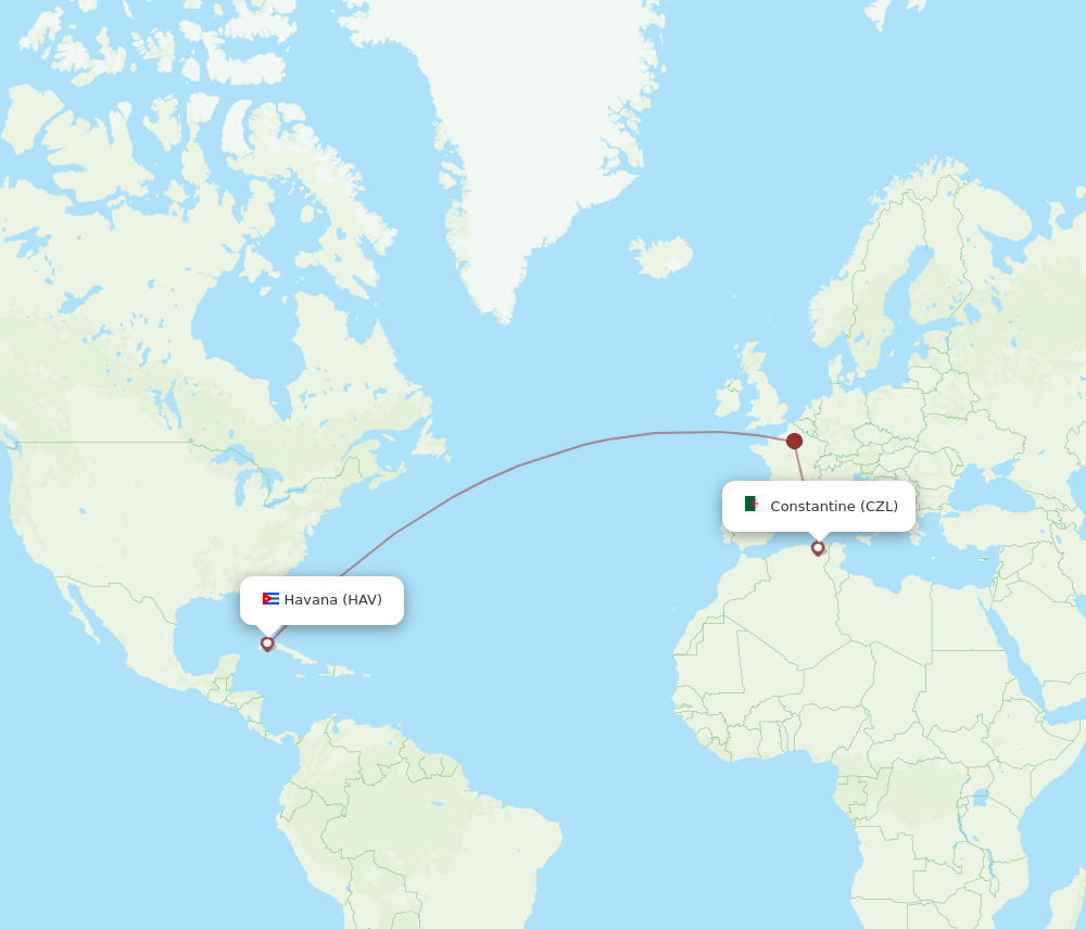 HAV-CZL flight routes