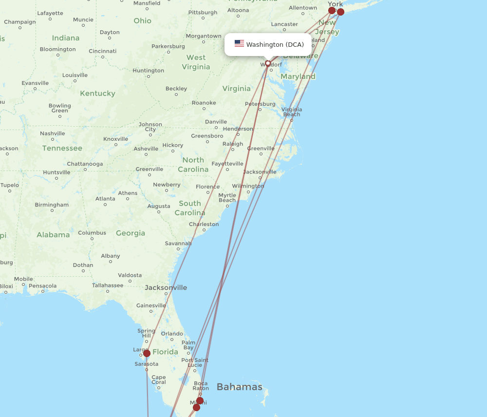 HAV-DCA flight routes