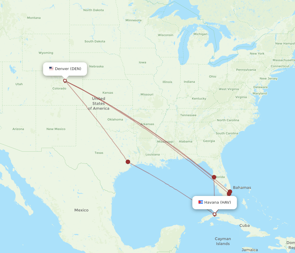 HAV-DEN flight routes