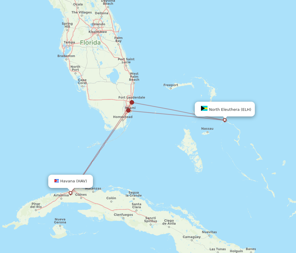 HAV-ELH flight routes