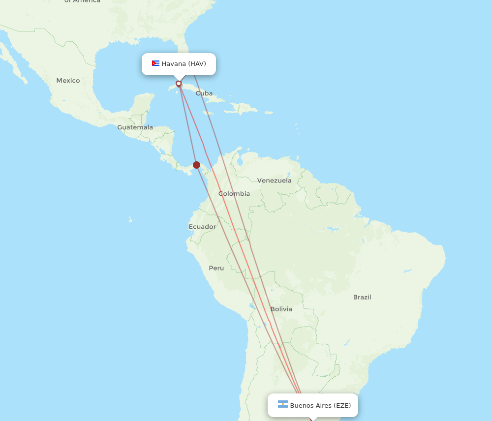 HAV to EZE flights and routes map