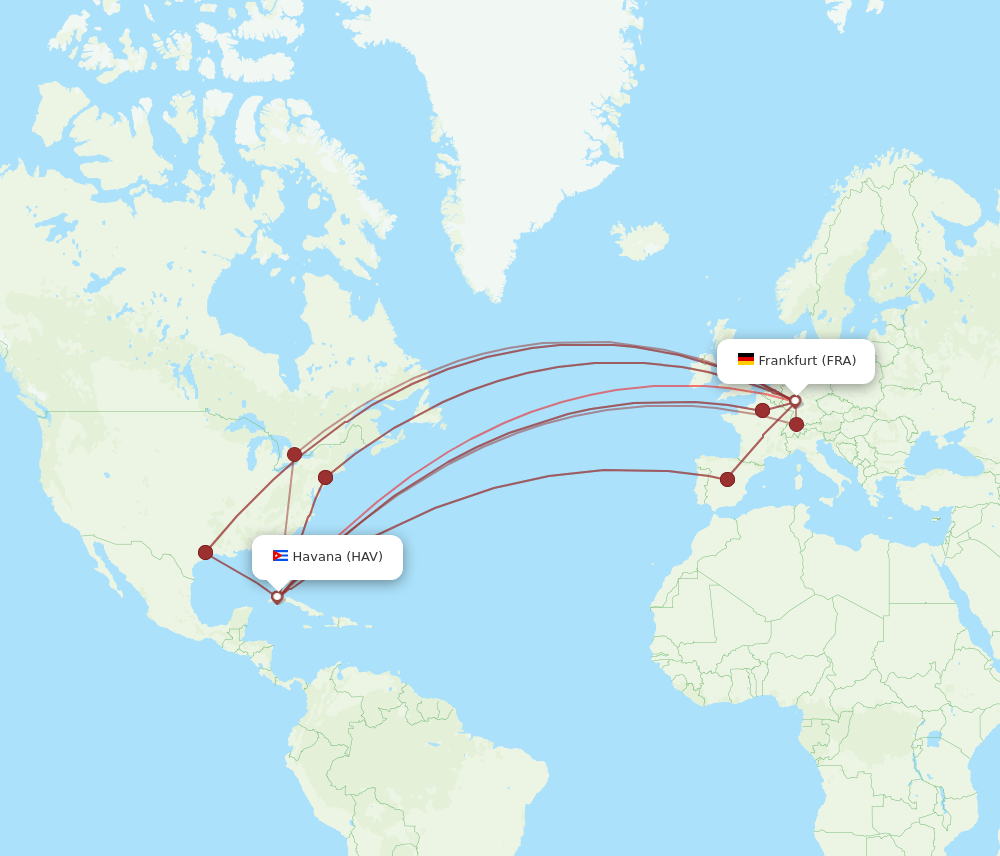 HAV to FRA flights and routes map