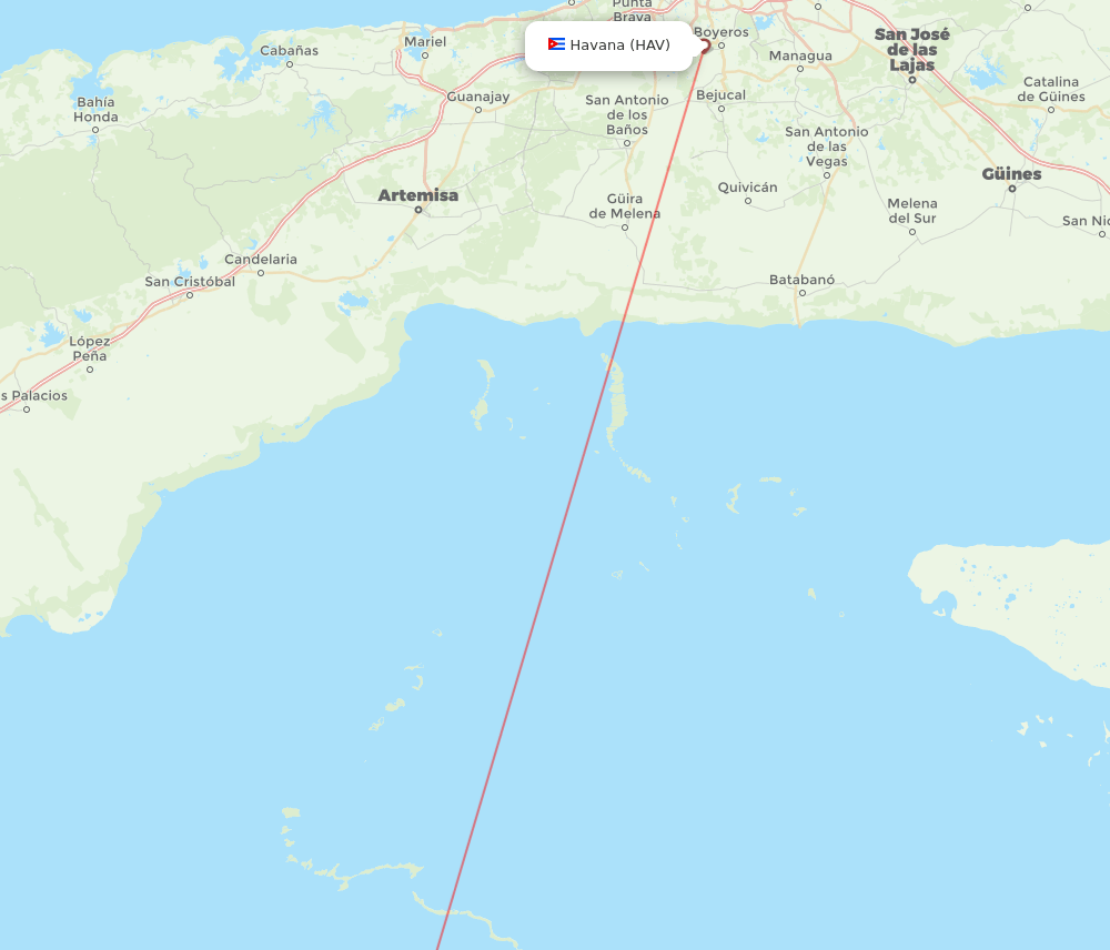 Havana - Nueva Gerona route map and flight paths
