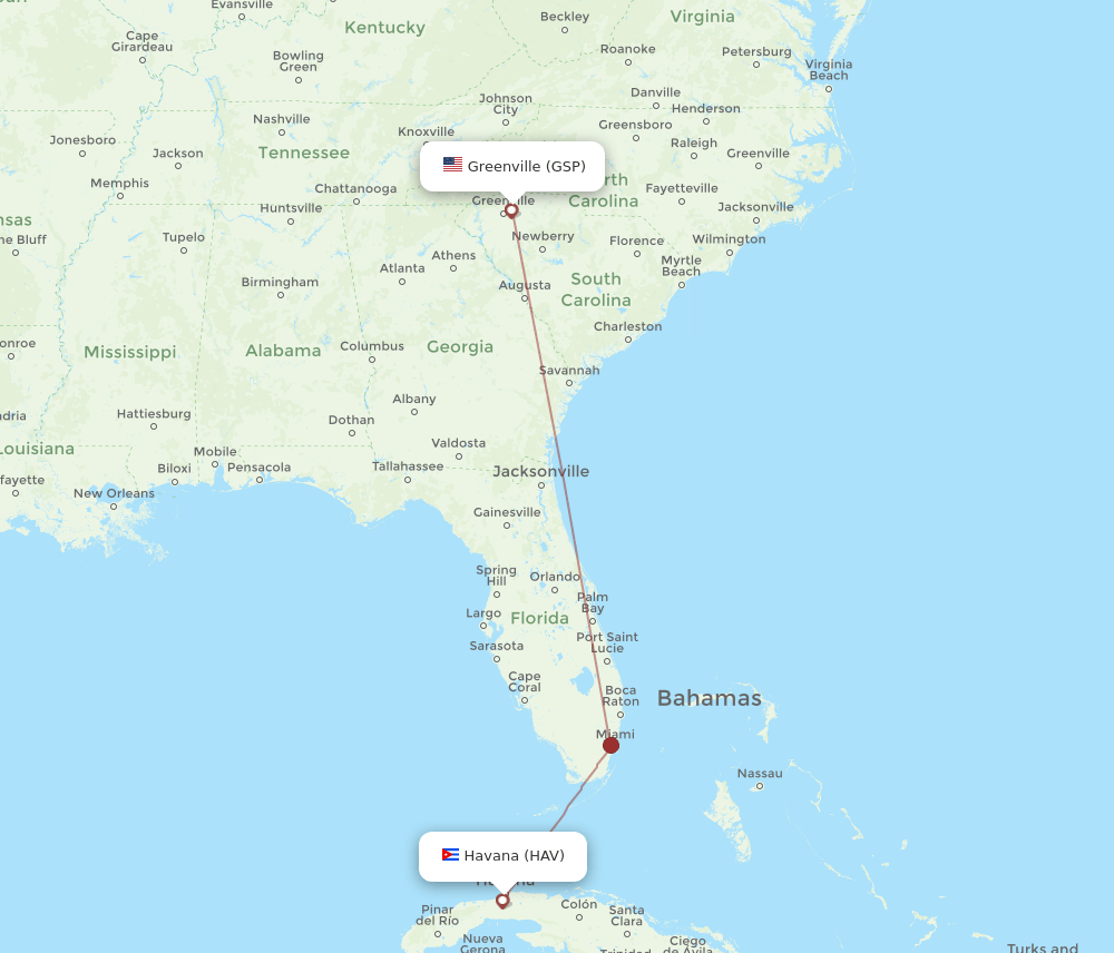 HAV-GSP flight routes