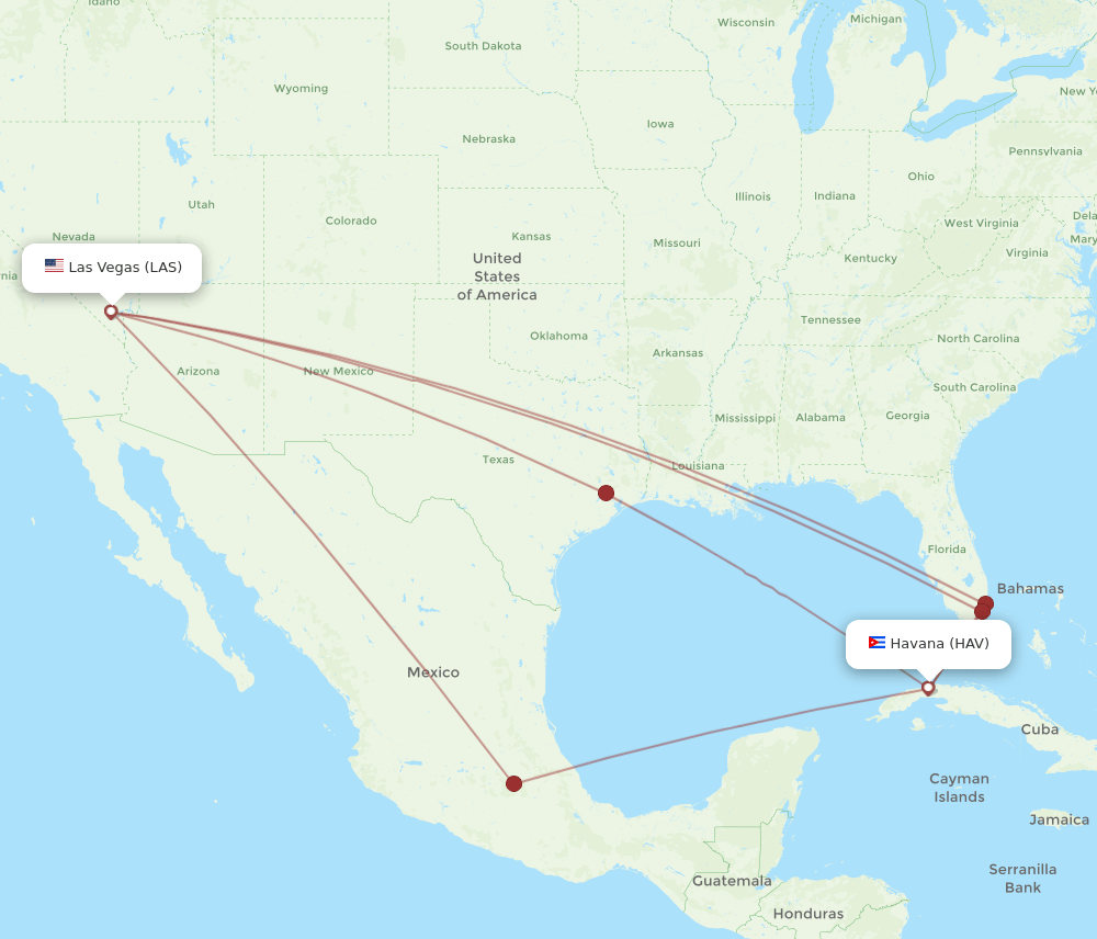 HAV-LAS flight routes