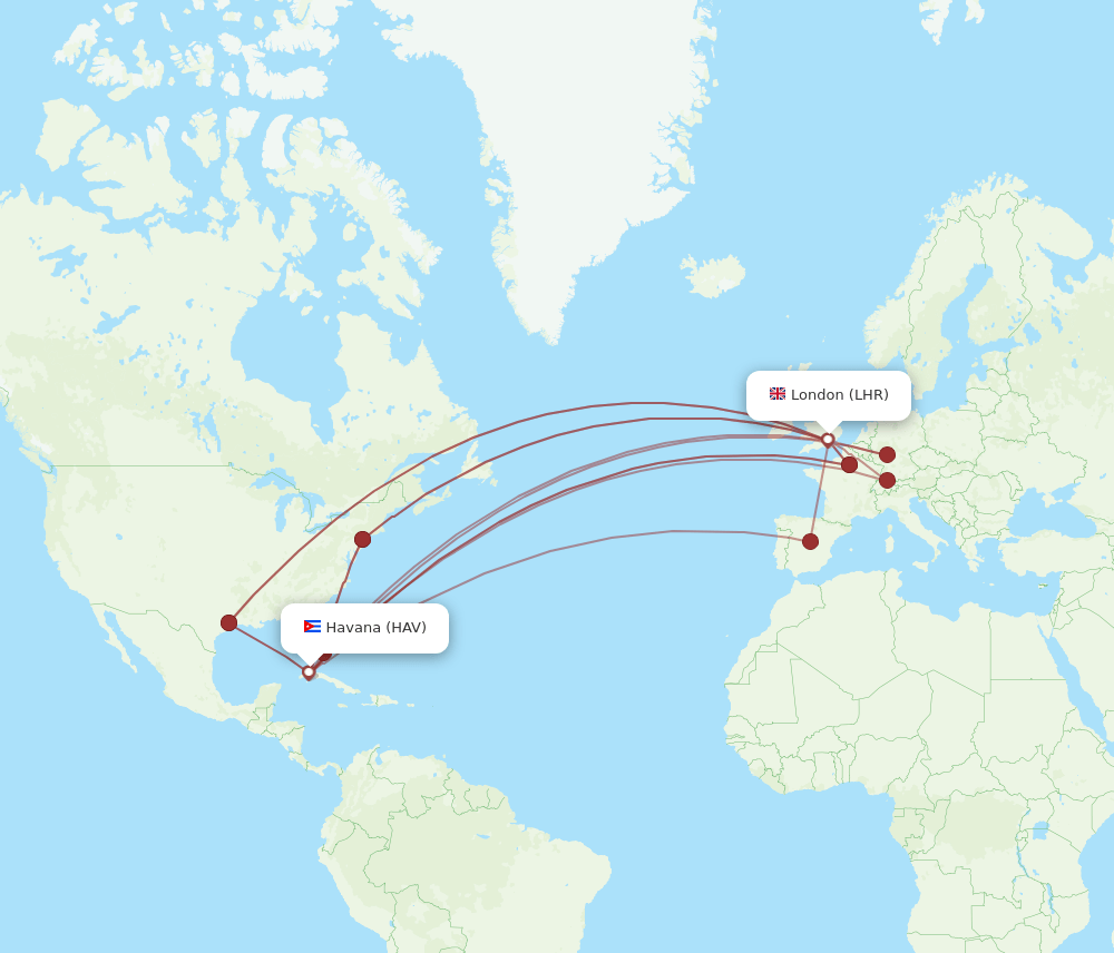 HAV-LHR flight routes