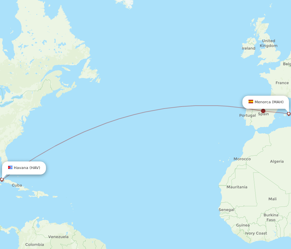HAV-MAH flight routes