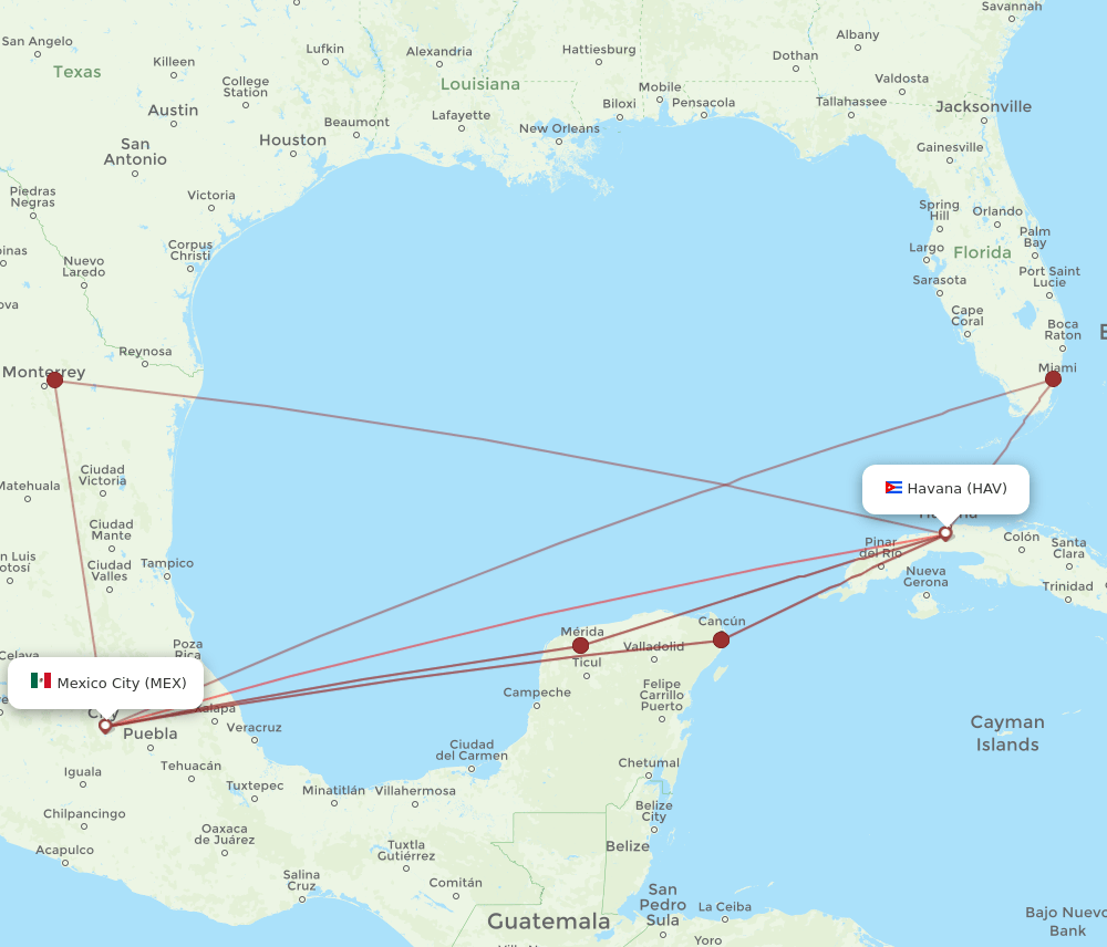 HAV-MEX flight routes