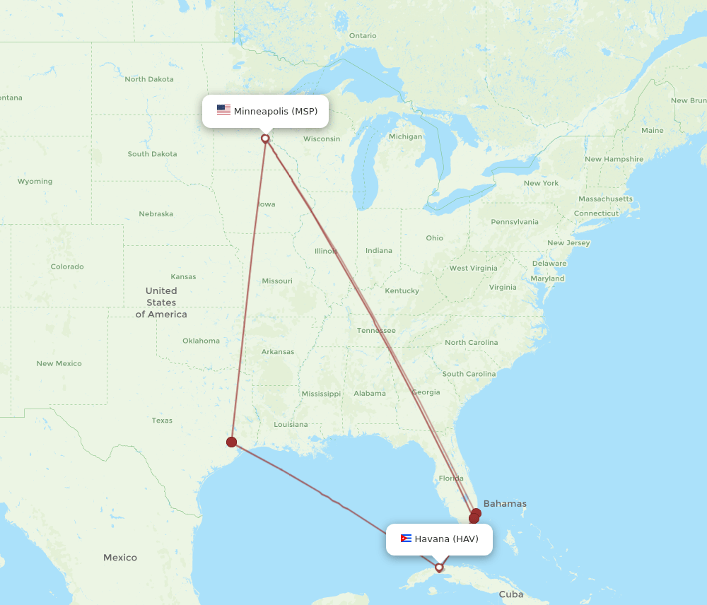HAV-MSP flight routes