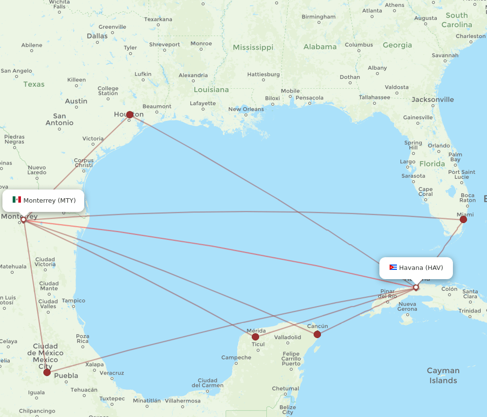 HAV-MTY flight routes