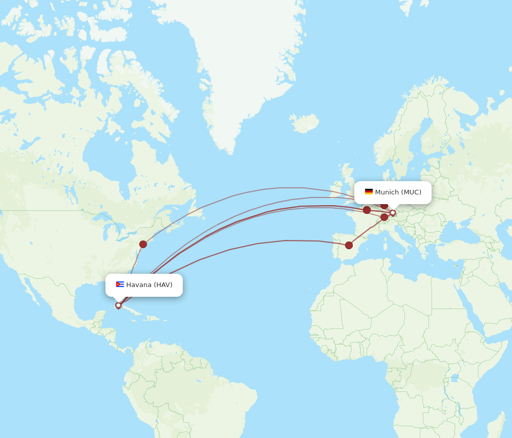 HAV-MUC flight routes