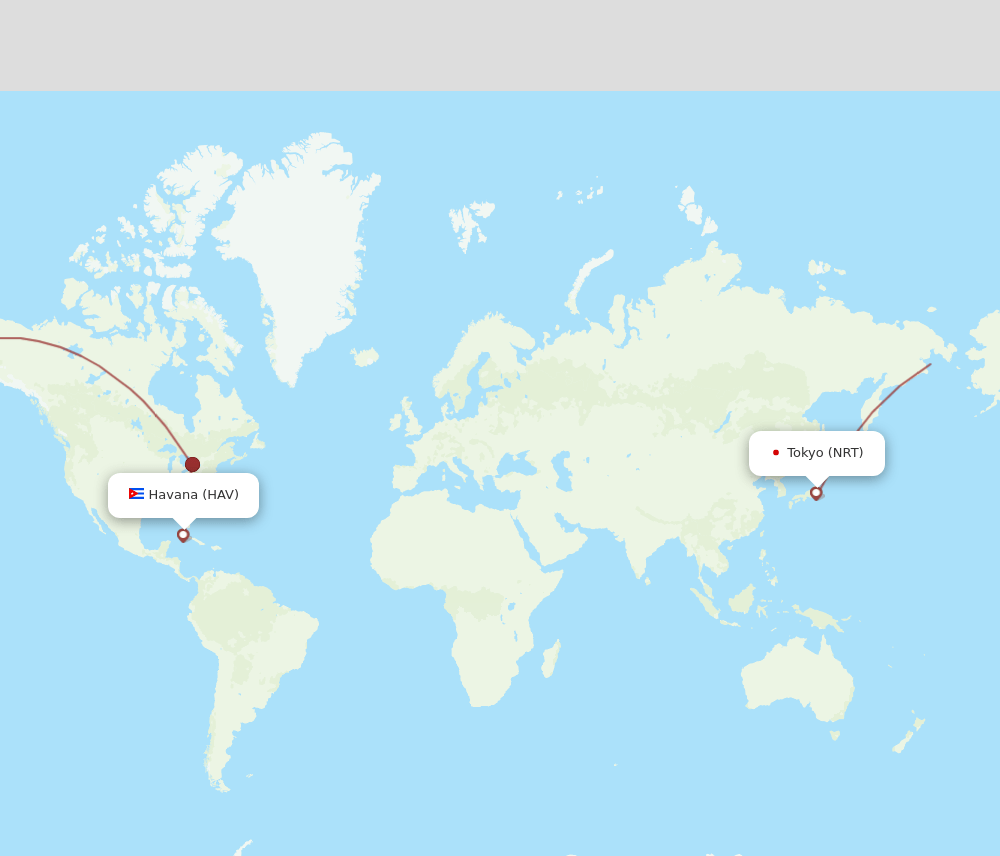 HAV-NRT flight routes