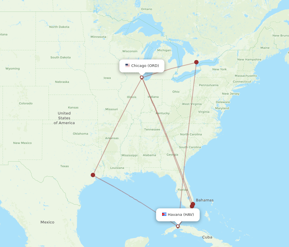 HAV-ORD flight routes