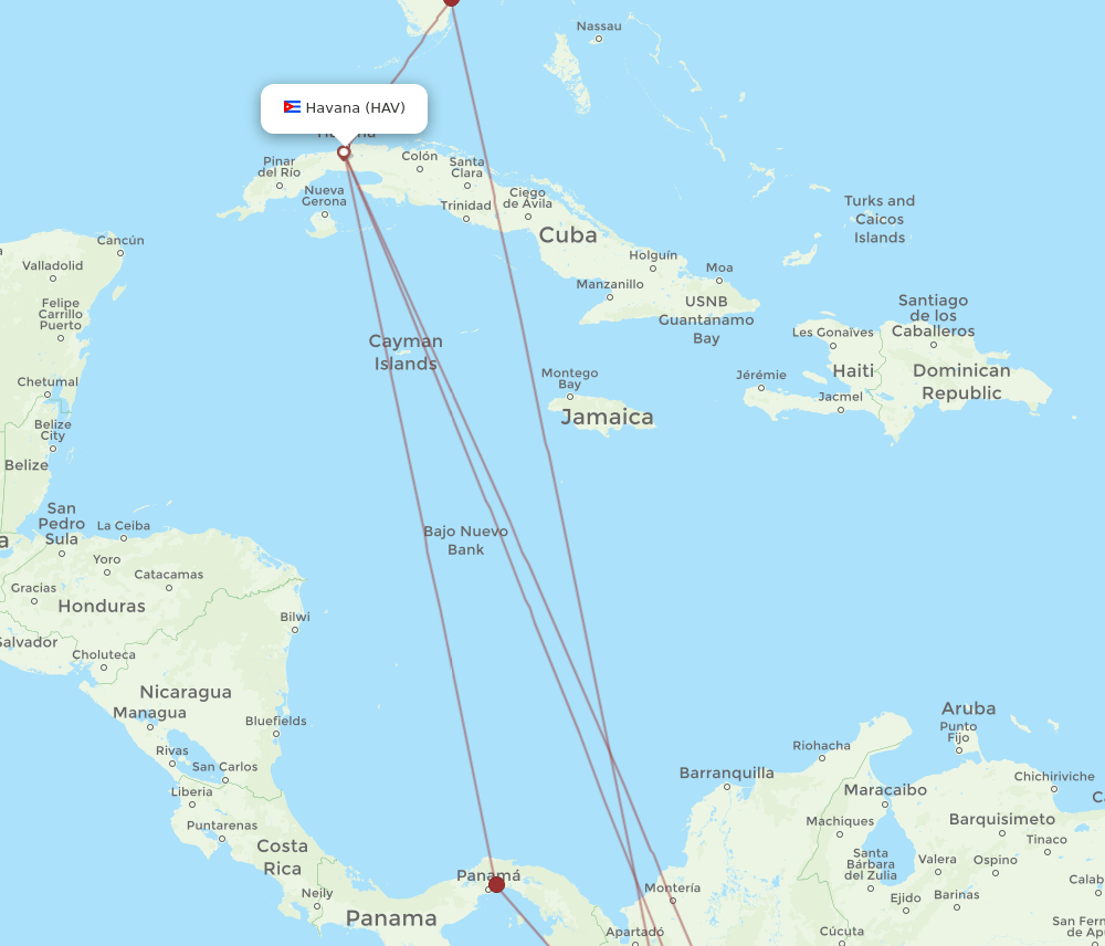 HAV to PEI flights and routes map