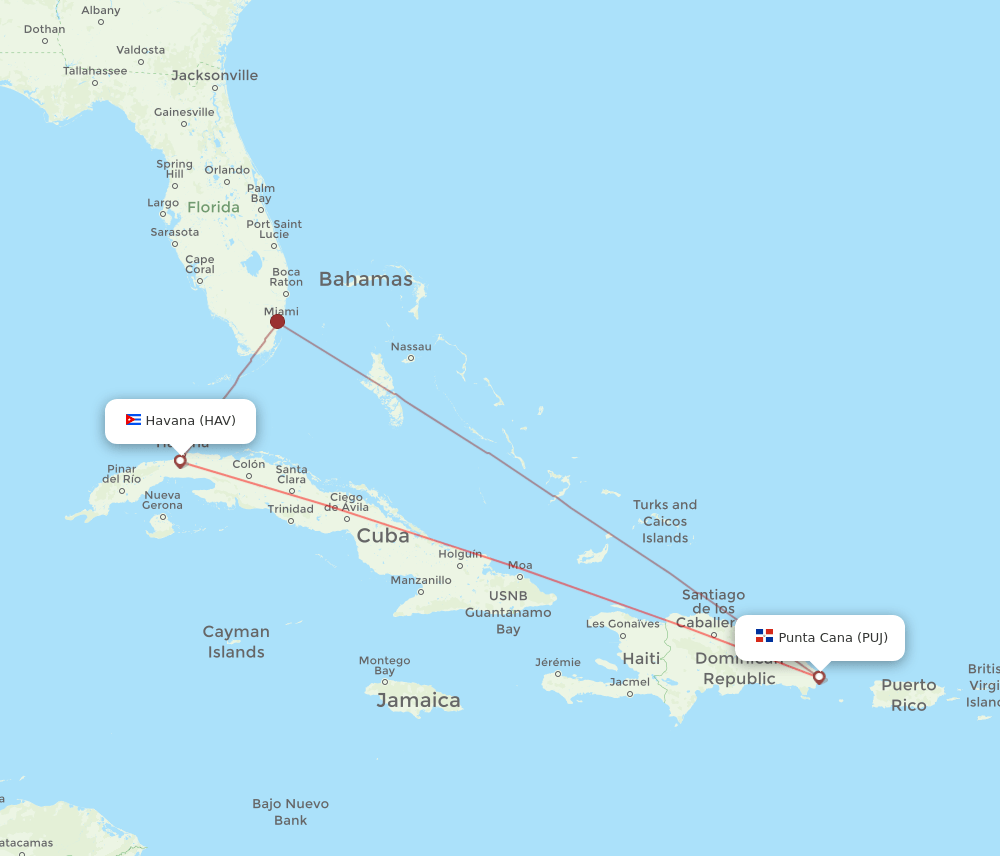 HAV-PUJ flight routes