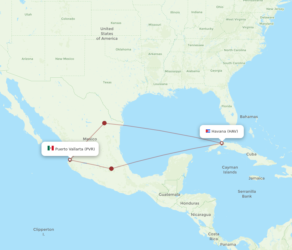 HAV-PVR flight routes