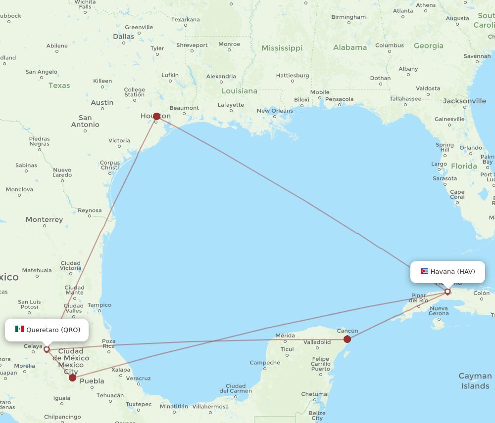 HAV to QRO flights and routes map