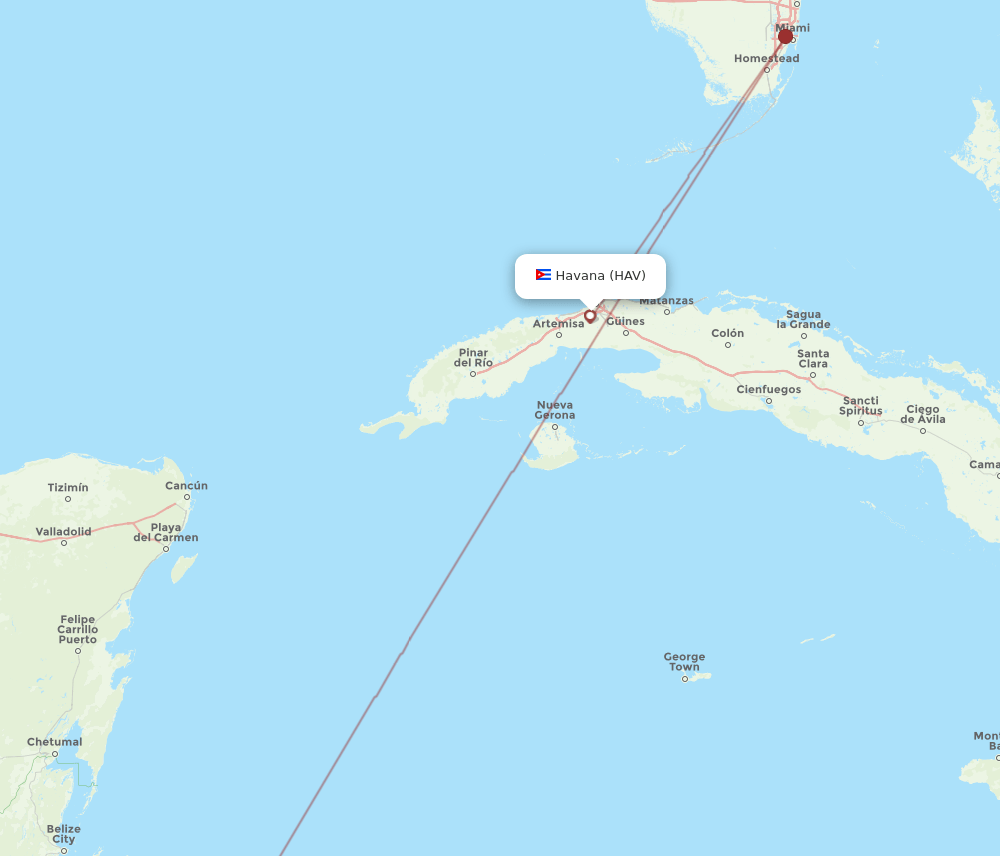 HAV-RTB flight routes