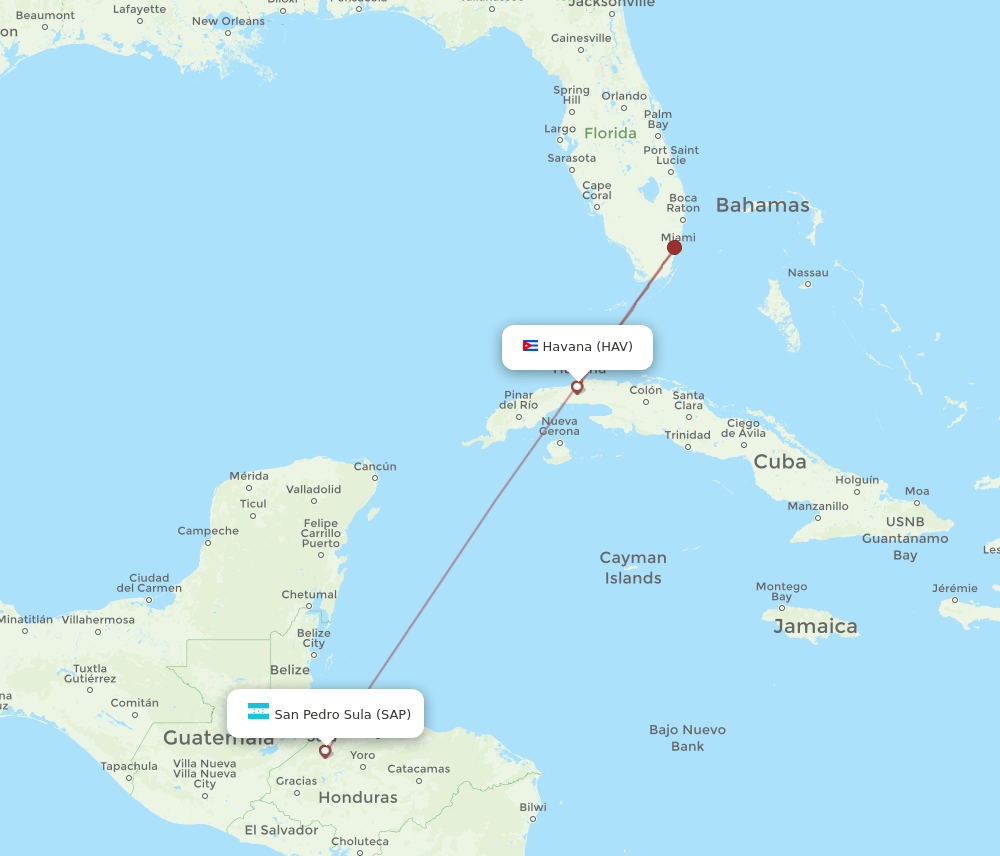 HAV-SAP flight routes