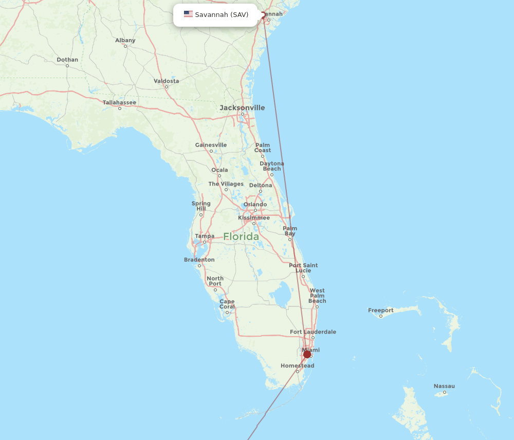 HAV to SAV flights and routes map