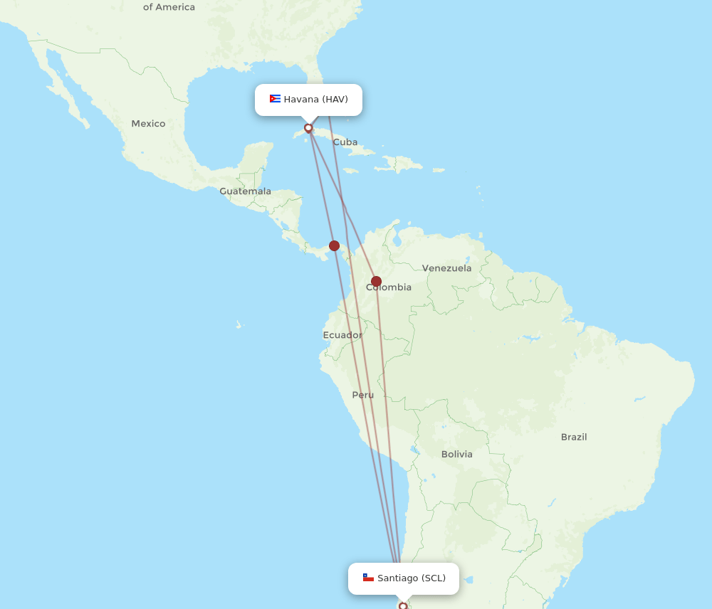 HAV-SCL flight routes