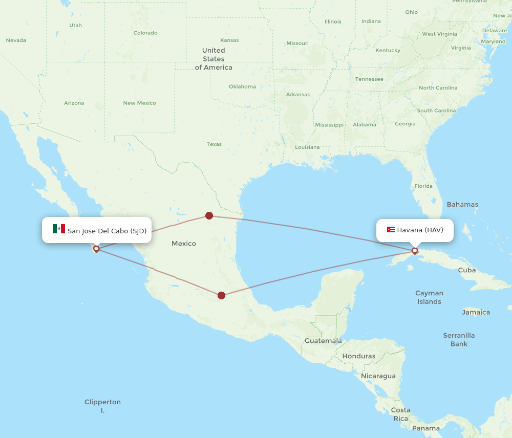HAV to SJD flights and routes map