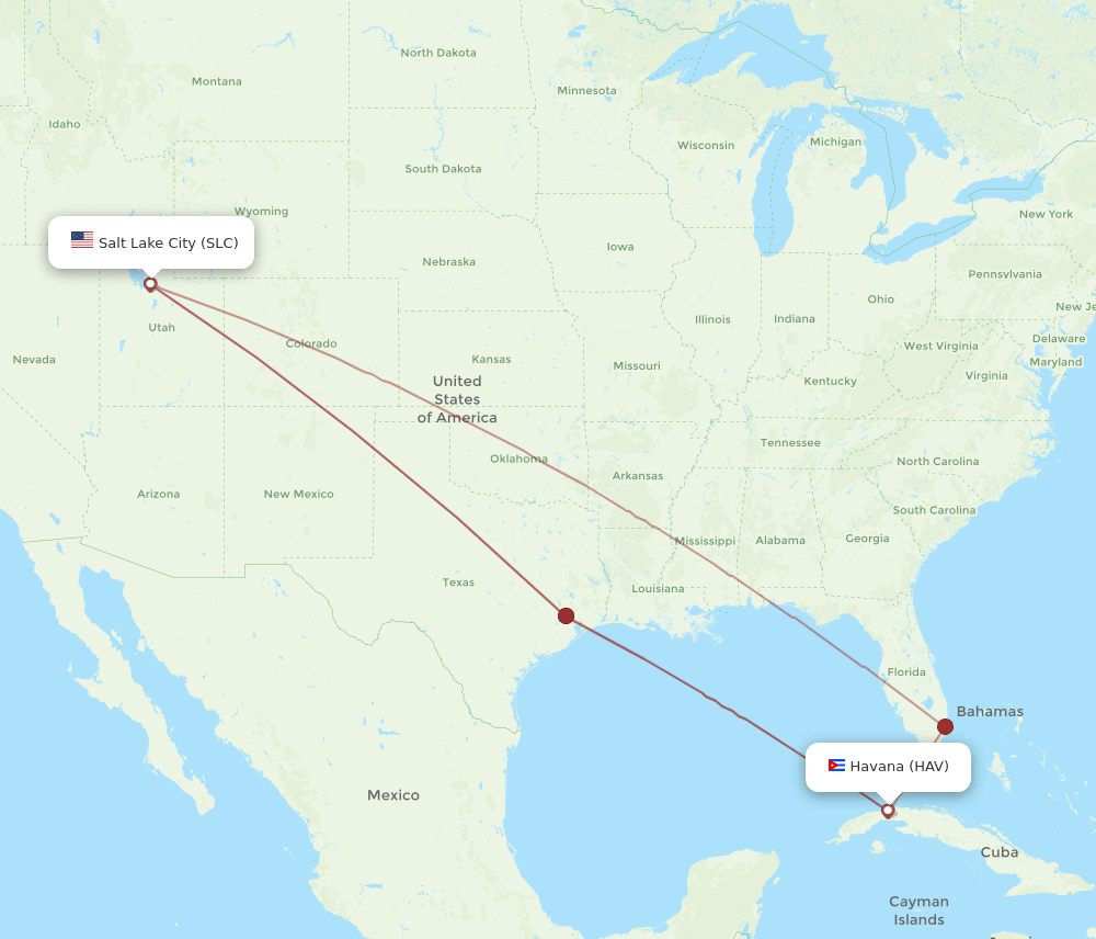 HAV-SLC flight routes