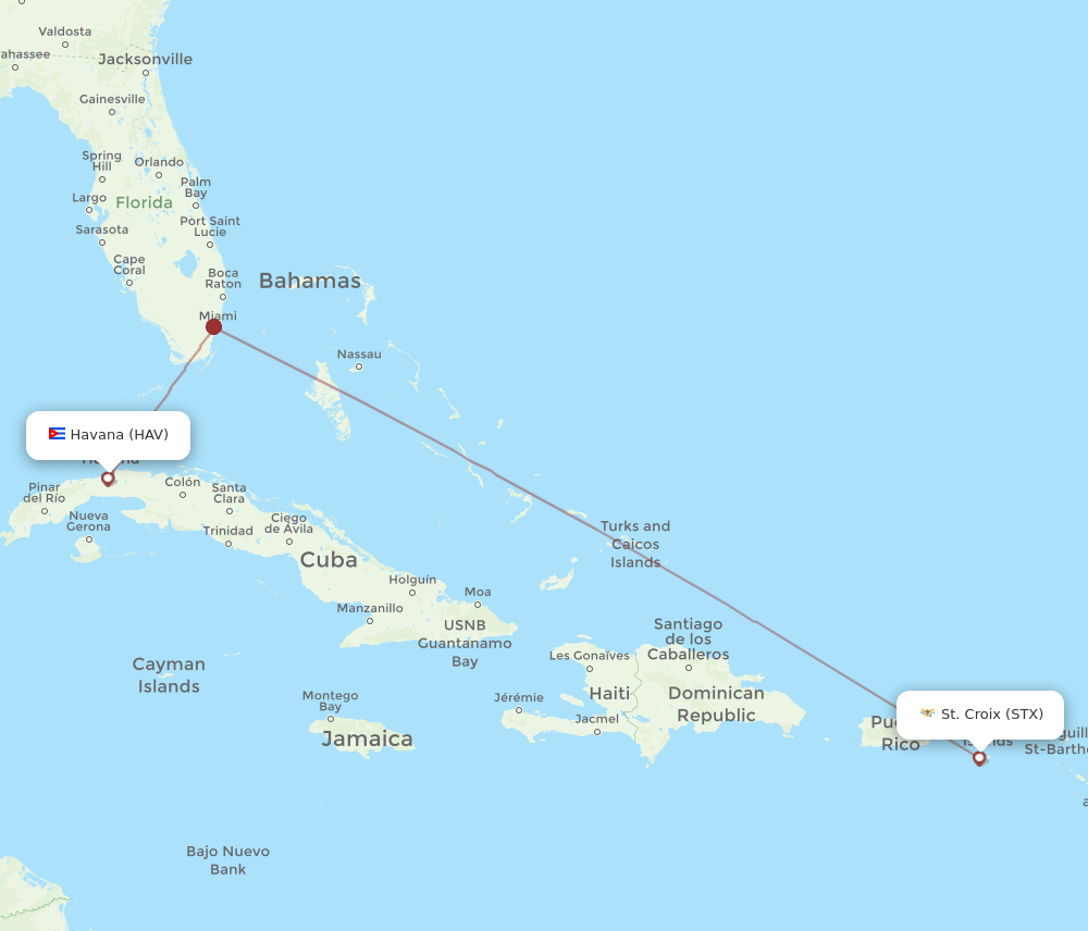 HAV to STX flights and routes map