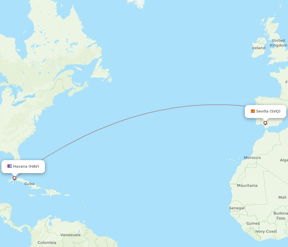 HAV-SVQ flight routes