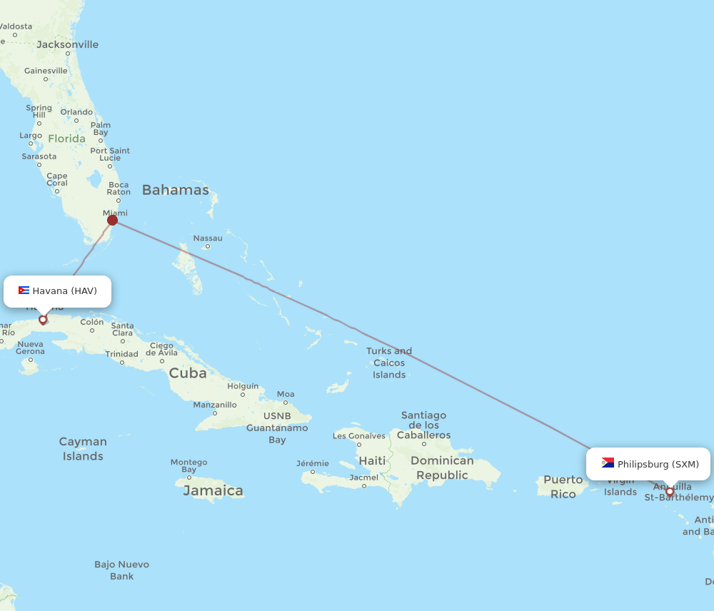 HAV-SXM flight routes