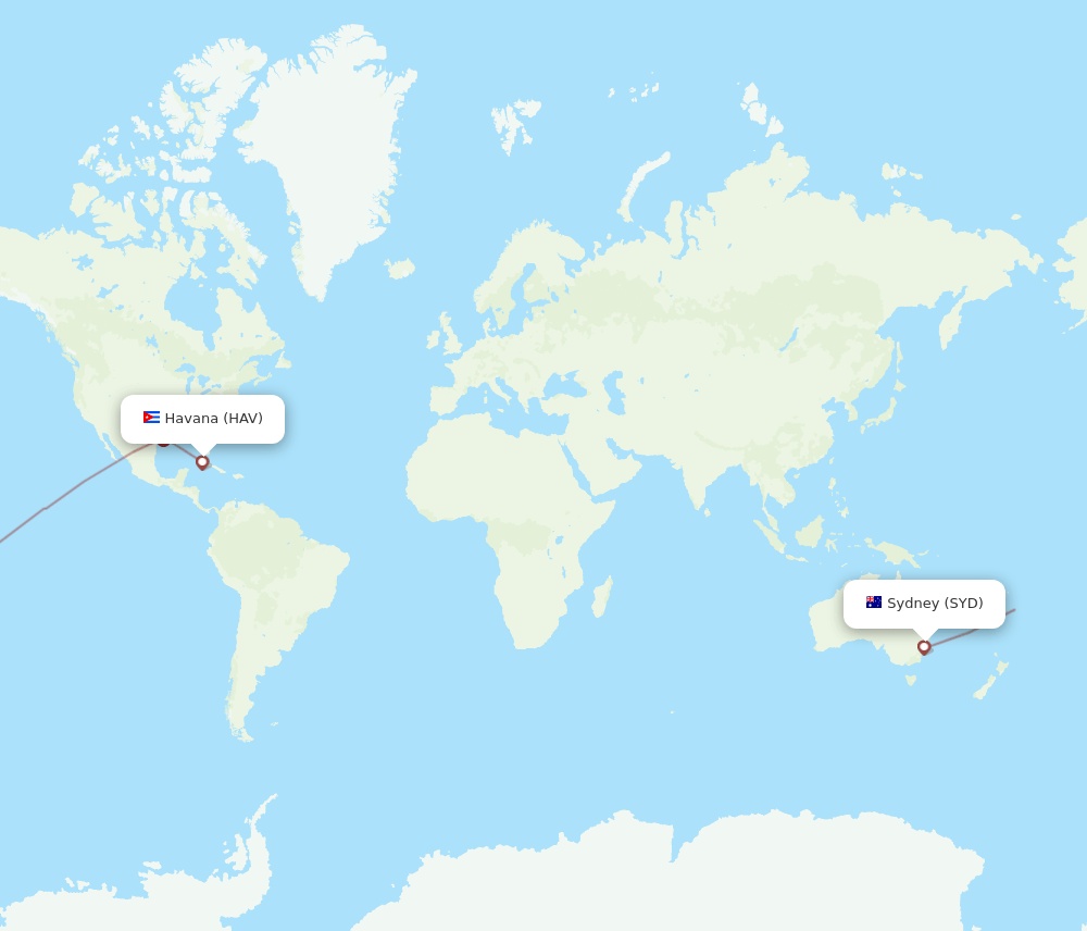 HAV-SYD flight routes