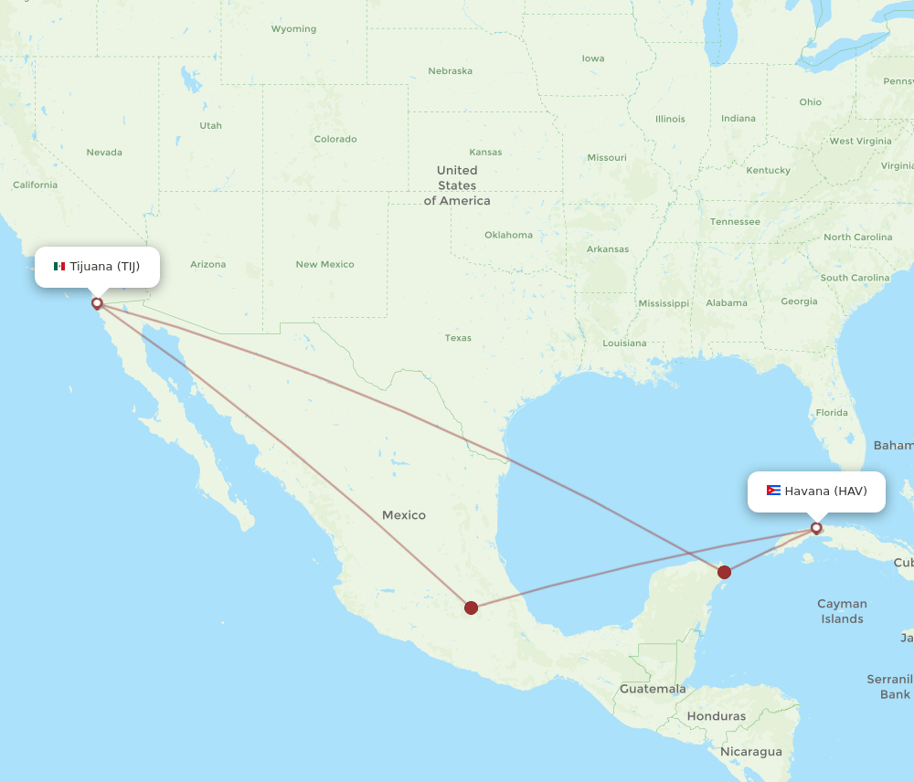 HAV-TIJ flight routes