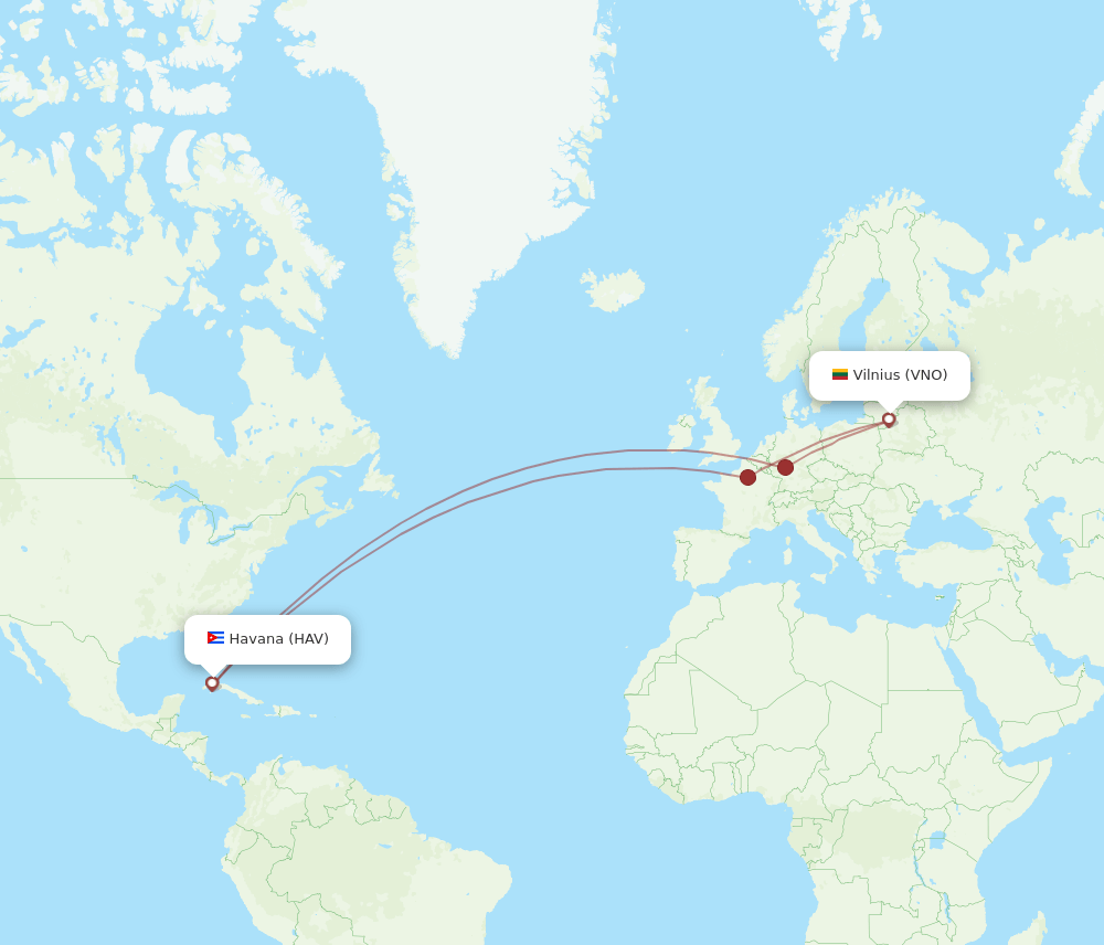 HAV-VNO flight routes