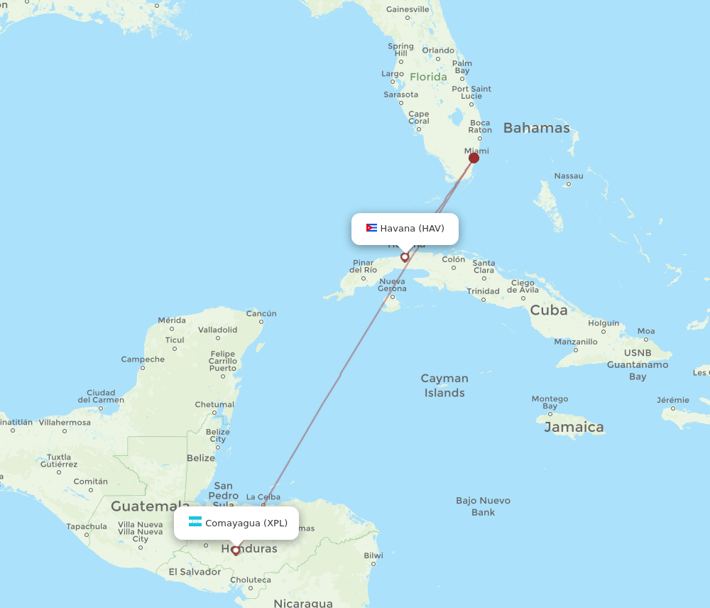 HAV-XPL flight routes