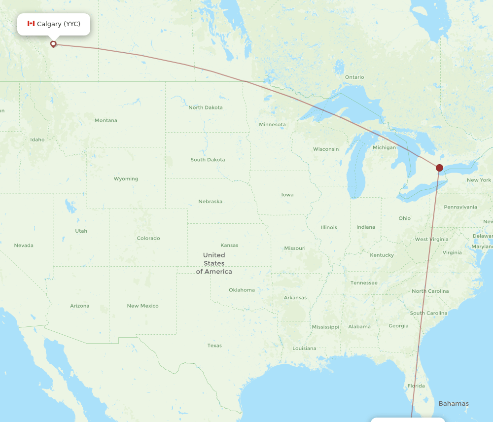 HAV-YYC flight routes