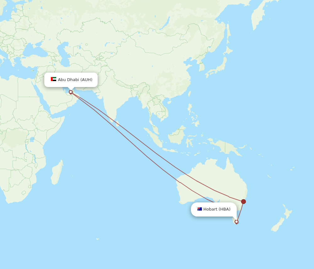 HBA-AUH flight routes