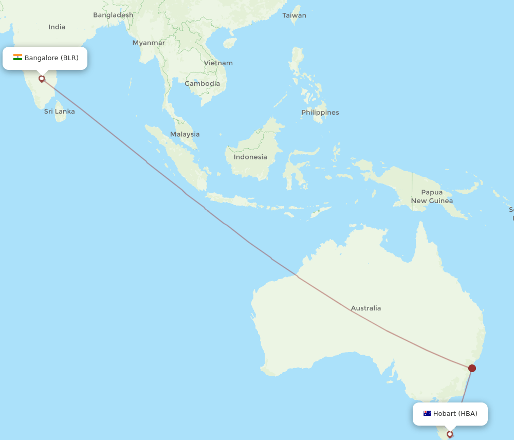 HBA-BLR flight routes