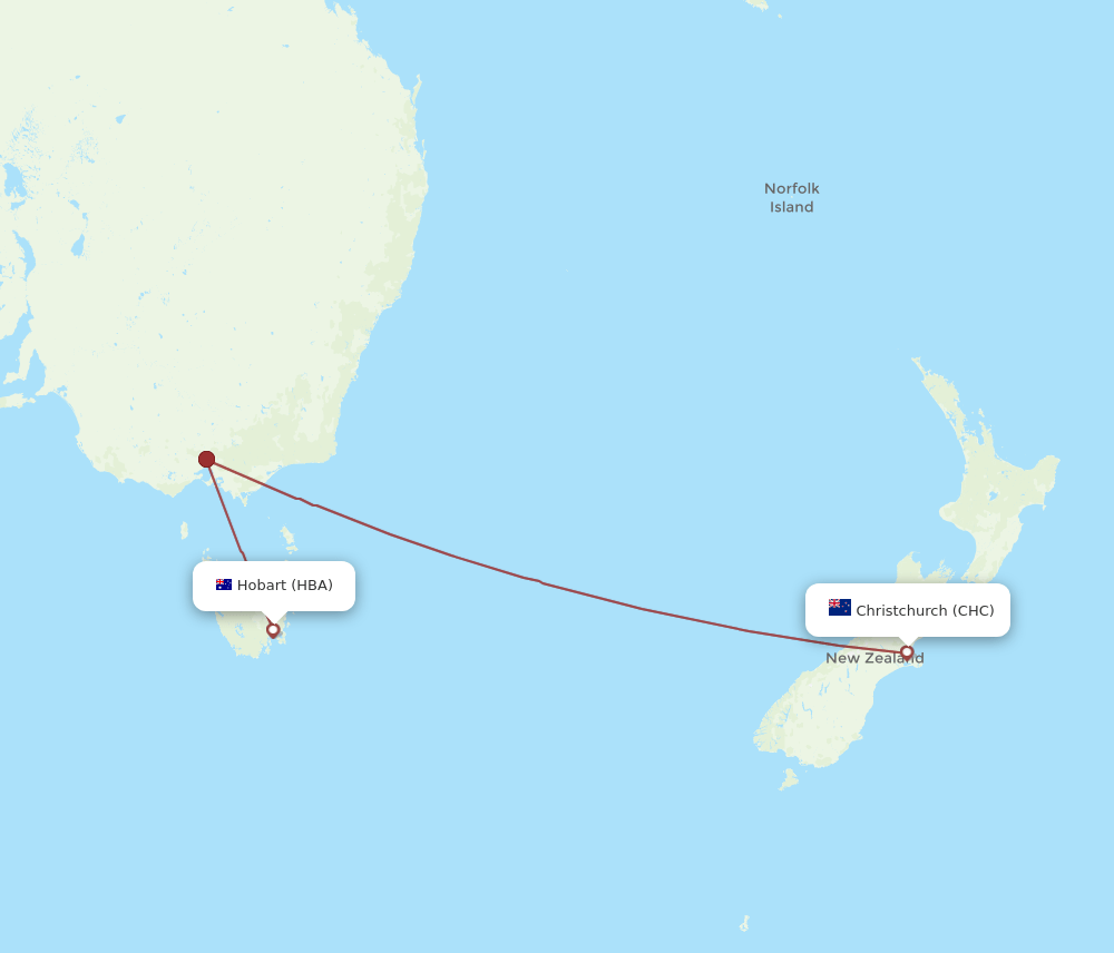 HBA-CHC flight routes
