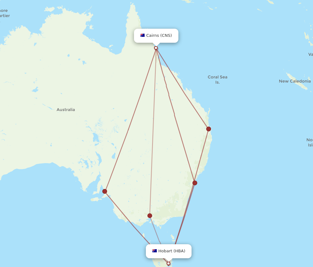 HBA-CNS flight routes