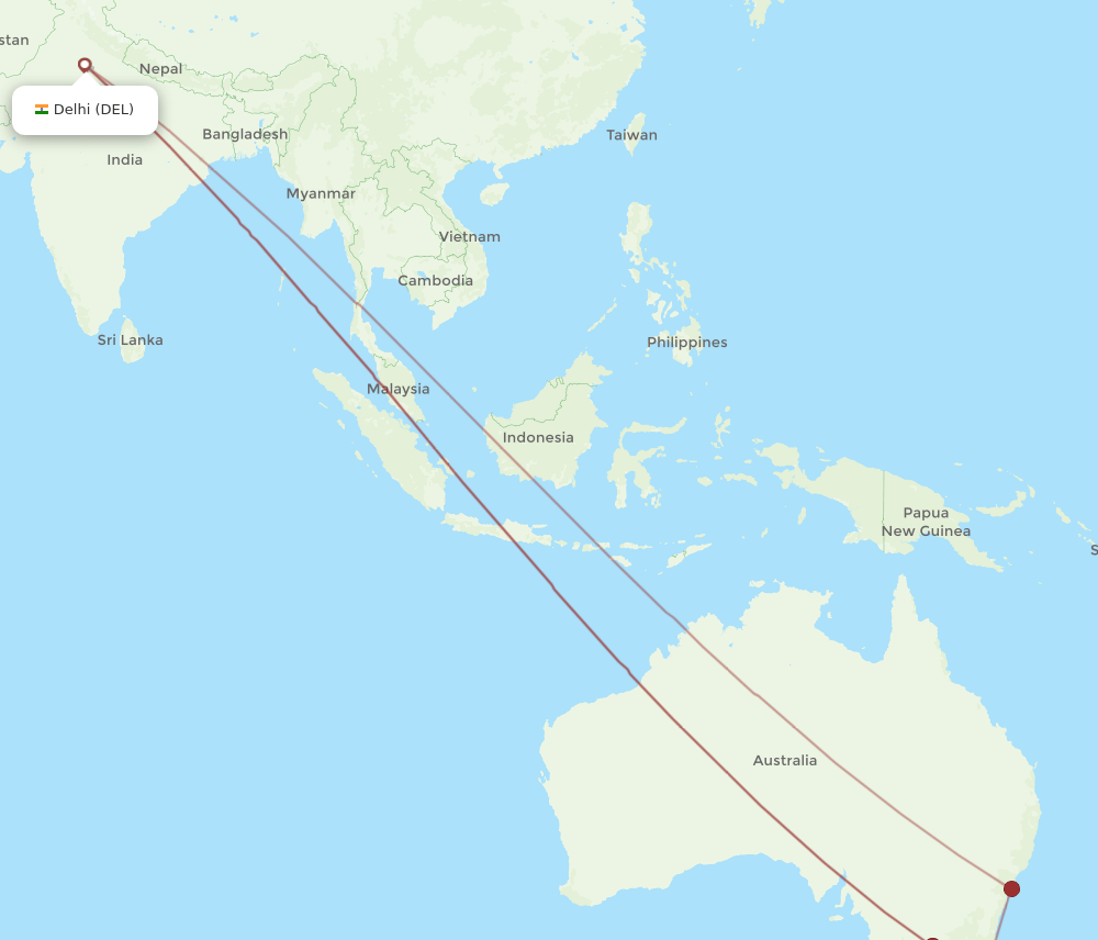 HBA-DEL flight routes