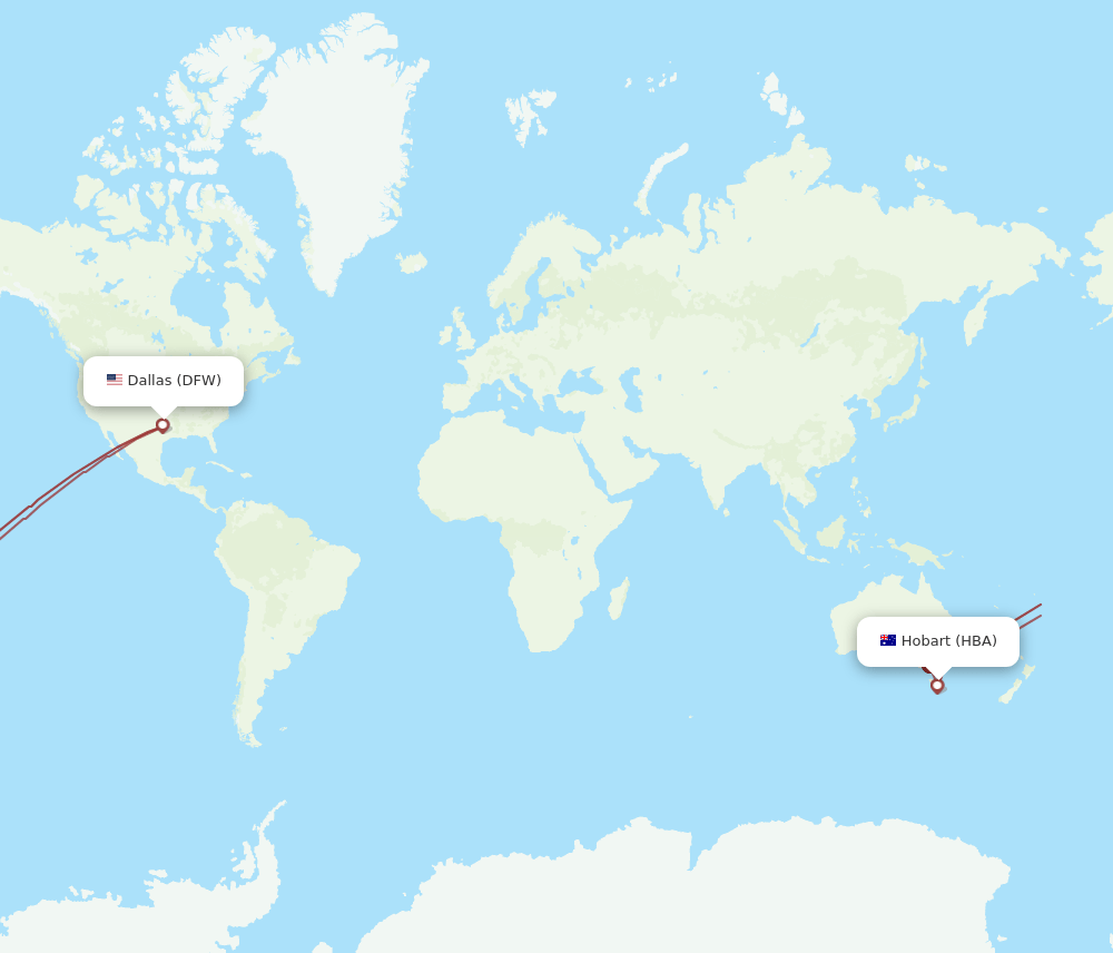 HBA-DFW flight routes
