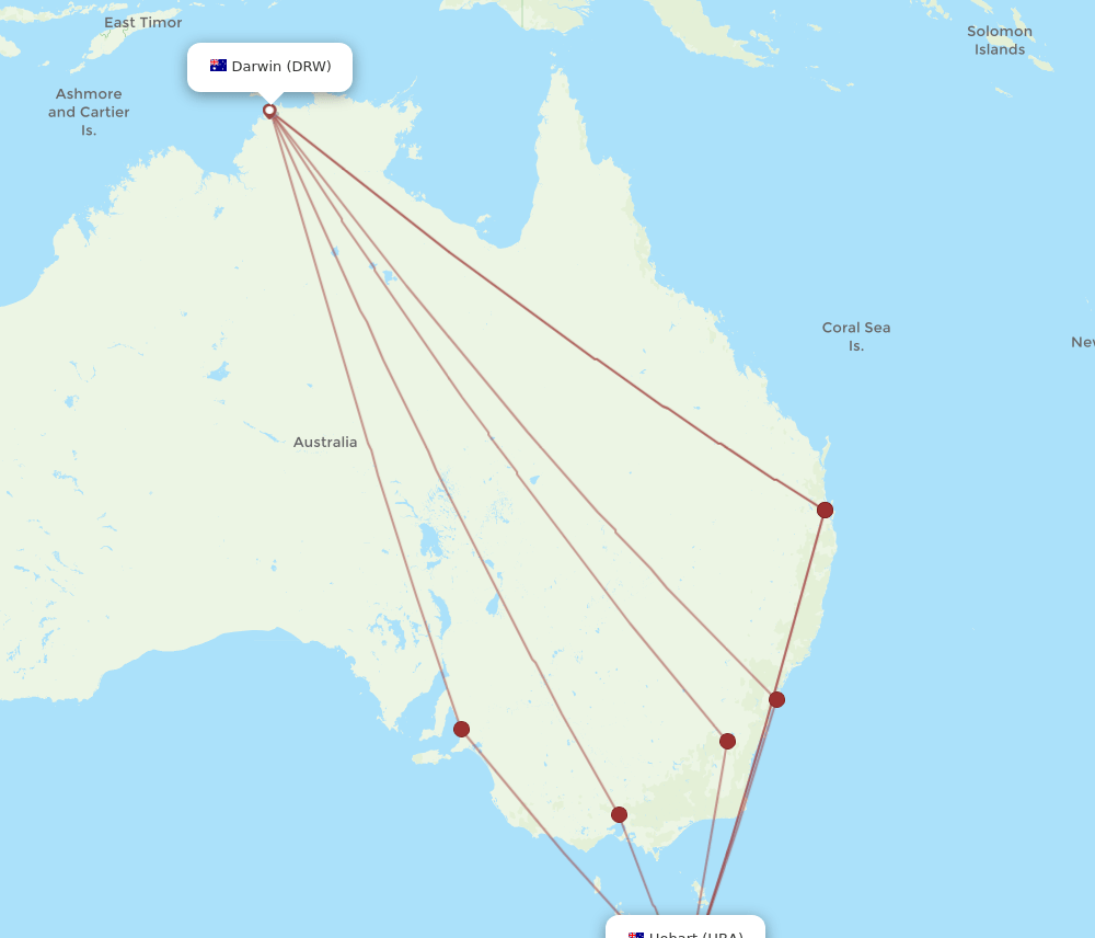 HBA-DRW flight routes