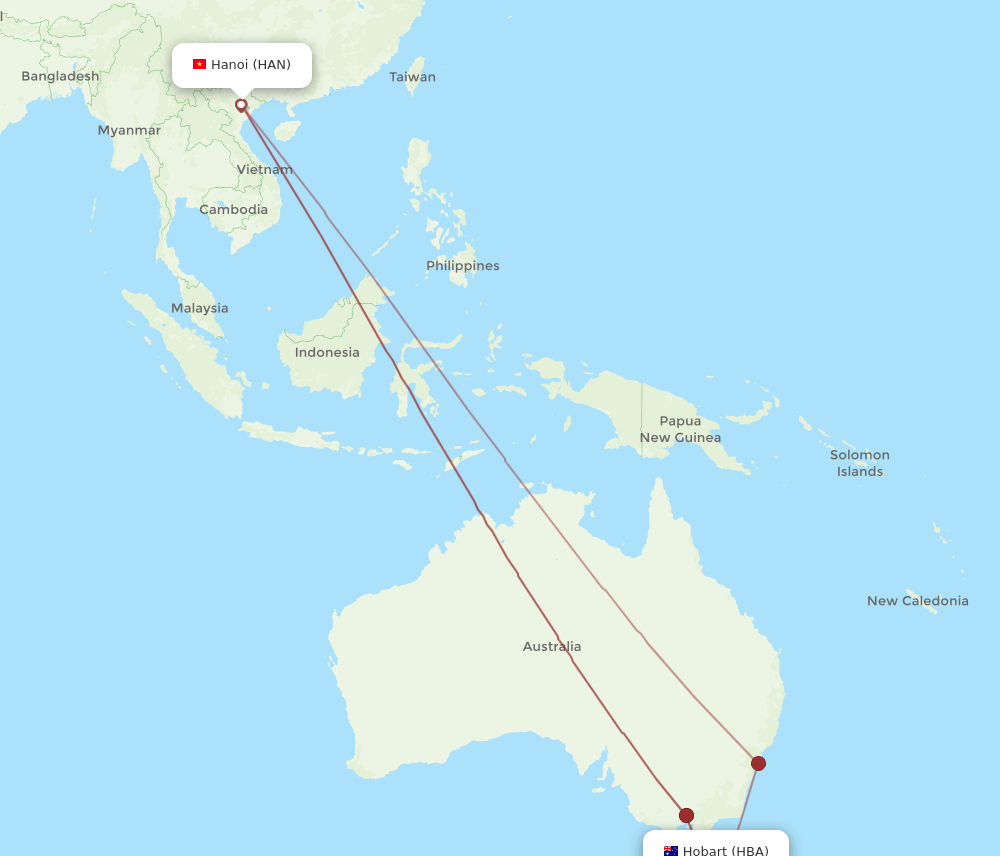 HBA-HAN flight routes